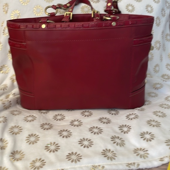 Large Coach tote. Dark-ish red and gold hardware. 16x11” perfect condition. - Picture 3 of 11